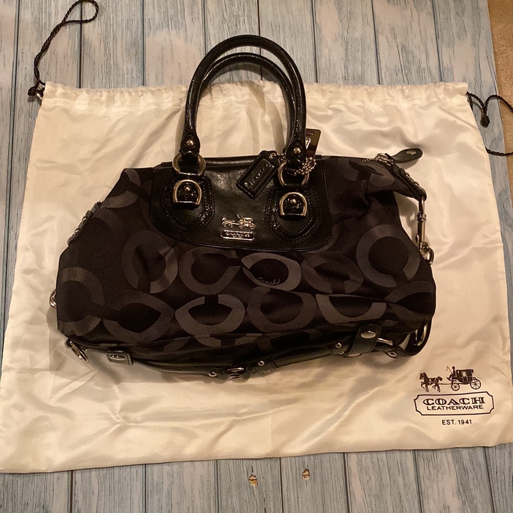 NWOT! Coach signature black satchel with dust bag